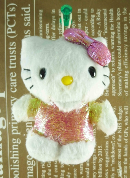【震撼精品百貨】Hello Kitty 凱蒂貓~HELLO KITTY絨毛吊飾-亮皮粉
