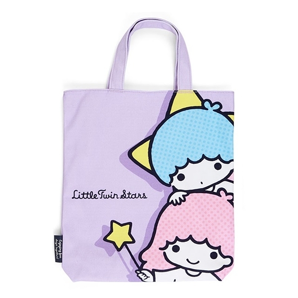 【震撼精品百貨】Little Twin Stars KiKi&LaLa_雙子星小天使~三麗鷗 雙子星帆布短把手提袋(紫大臉)*33856