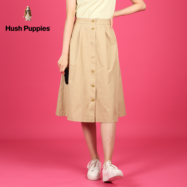 Hush Puppies 長裙 女裝簡約素色前開襟打褶長裙 product thumbnail 3