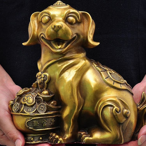 銅狗擺件純銅風水招財十二生肖狗家居客廳裝飾品創意狗工藝品擺設
