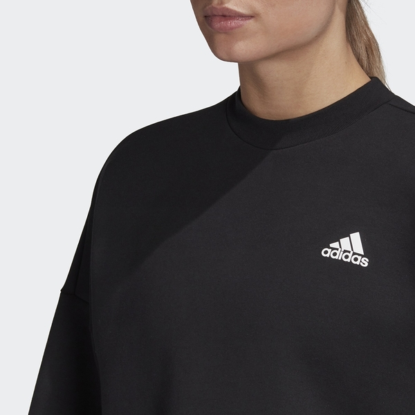 ADIDAS 3-STRIPES DOUBLEKNIT 女裝 長袖 短版 休閒 寬鬆 可調節下擺 黑【運動世界】GC6943 product thumbnail 6