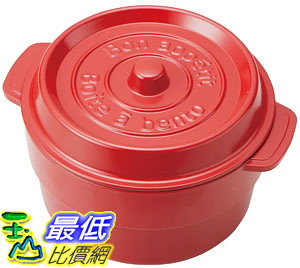 [106東京直購] 竹中 T-56440 紅 日本制 鑄鐵鍋造型微波便當盒 Lunch box coco pot (上段)230ml(下段)300ml