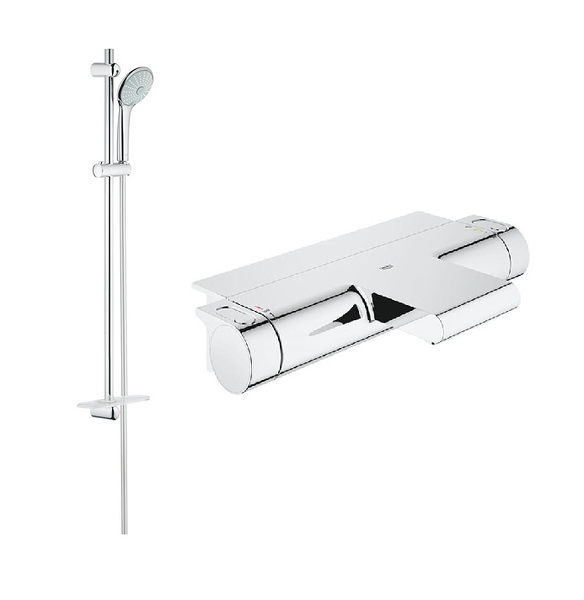 【麗室衛浴】GROHE 德製工藝頂級龍頭品牌 Power & Soul 34464 定溫龍頭蓮蓬頭+滑桿組桿組90cm 27226001