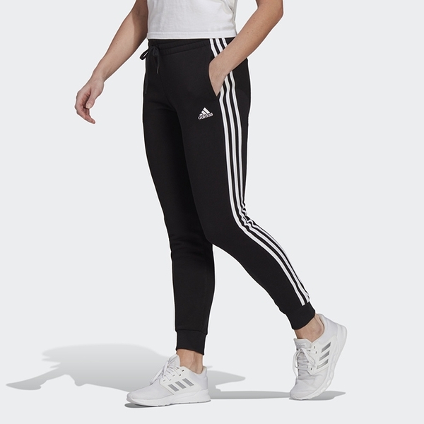 Adidas Fleece 3-Stripes Pants 女款 黑白色 長褲 口袋 內刷毛 GM5551【KAORACER】