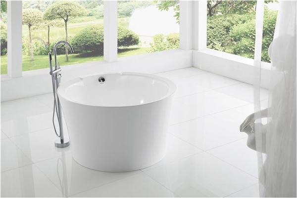 【麗室衛浴】BATHTUB WORLD LS-029 小空間坐缸 圓型壓克力造型獨立缸 一體成型無邊縫 120*H70CM