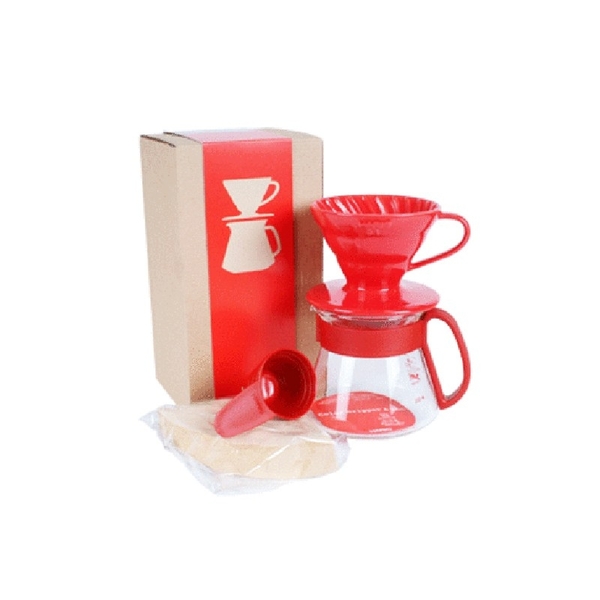 HARIO V60 01紅色濾杯咖啡壺組 陶瓷滴漏式咖啡濾器 手沖咖啡 滴漏過濾 手沖濾杯 1至2人用 product thumbnail 4