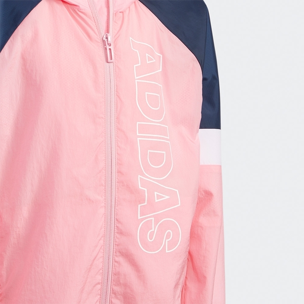 Adidas LK BRAND WV JK 童裝 外套 連帽 風衣 網布 口袋 粉白【運動世界】GP0373 product thumbnail 5