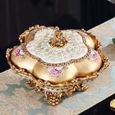 歐式鑲鉆干果盤分格帶蓋家居裝飾美式客廳茶幾多分格糖果盒堅果盤 年末特惠