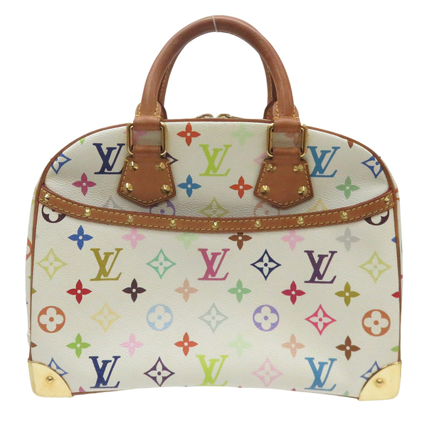 【二手名牌BRAND OFF】LOUIS VUITTON LV 路易威登 白彩 村上隆 鉚釘 手提 小珍包 Trouville M92663