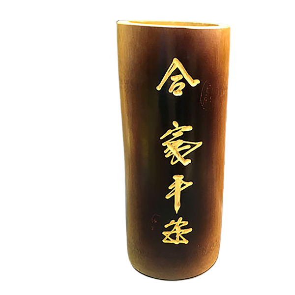 古美術 古竹香筒 全長32cm 竹製詩文彫香筒 銘有り 古竹綫香筒美術品
