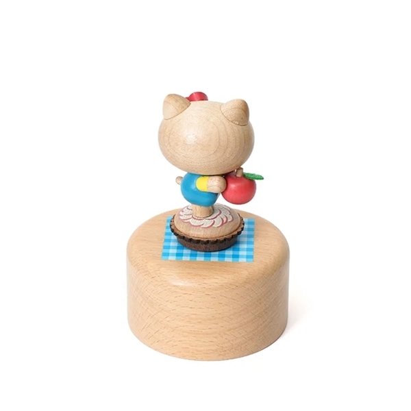小禮堂 Hello Kitty 造型木質旋轉音樂鈴 (拿蘋果款) 4711717-350284 product thumbnail 3