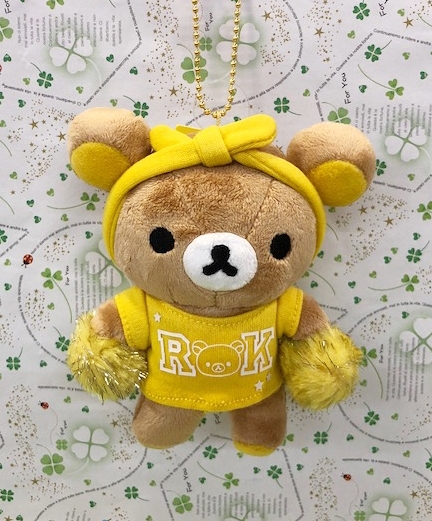 【震撼精品百貨】Rilakkuma San-X 拉拉熊懶懶熊~絨毛鎖圈吊飾~黃啦啦隊#63902