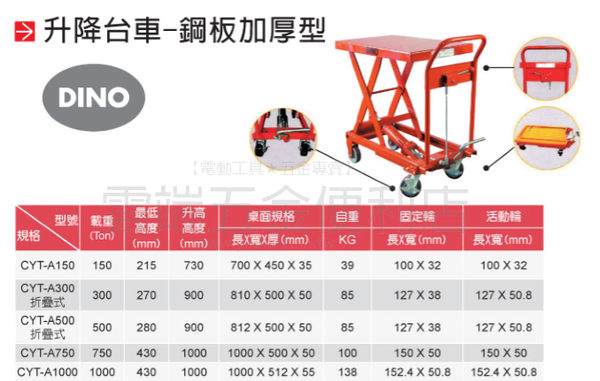 手推式升降平台車500kg 油壓拖板車升降車cyt A500 折疊式升降台車鋼板加厚型托板車 雲端五金便利店 Yahoo奇摩超級商城