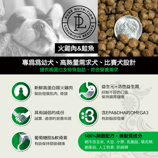 【力奇】PureLUXE 循味 天然無穀犬糧-室內幼犬(火雞肉&豌豆) 400g 超取限10包 (A001F01) product thumbnail 3