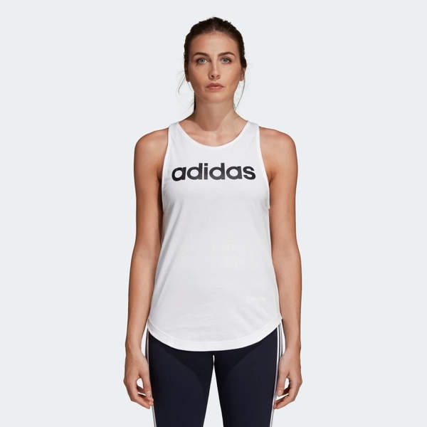 ADIDAS ESSENTIALS LINEAR SLIM TANK 女裝 背心 訓練 健身 棉質 白【運動世界】DP2360 product thumbnail 2