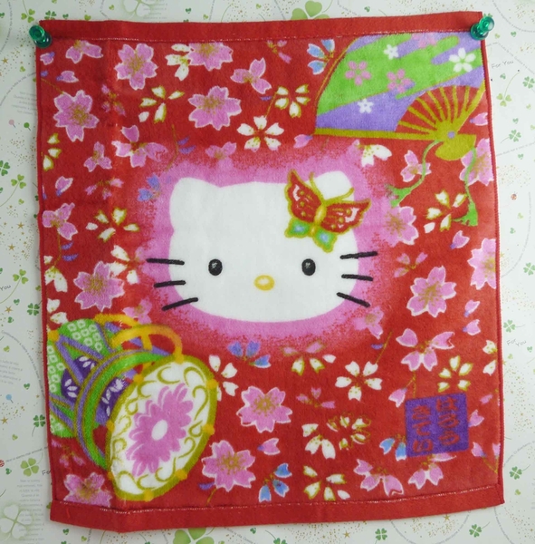 【震撼精品百貨】Hello Kitty 凱蒂貓~方巾-限量款-和風-紅蝴蝶