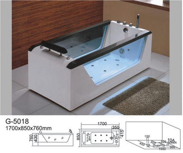 【麗室衛浴】BATHTUB WORLD 人體工學設計款 按摩浴缸 G-5018 1700*850*760mm