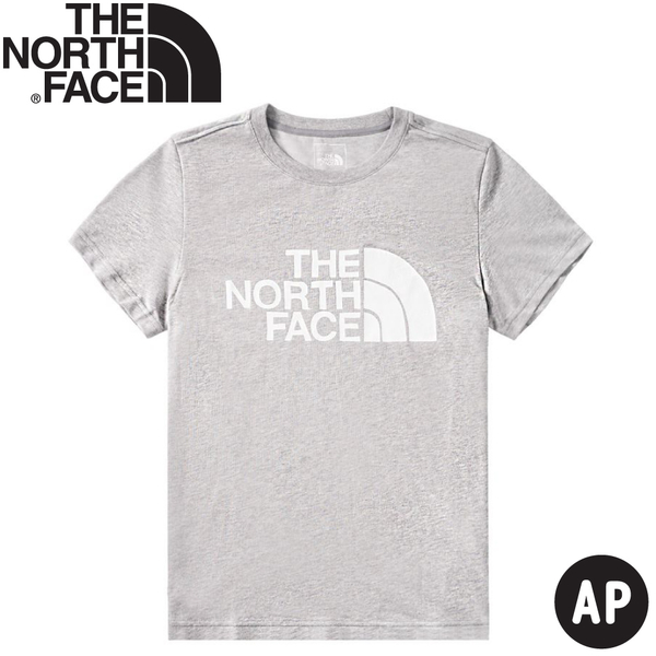 【The North Face 女 LOGO短袖棉T恤《中灰》】499F/短袖上衣/圓領T恤/休閒短袖