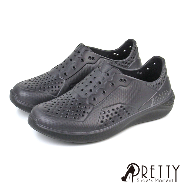 N-02523 男女款純色透氣孔洞輕量防水休閒鞋/雨鞋/37-44【PRETTY】