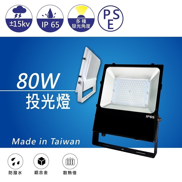 【日機】台灣製造 廣告投光燈 NLFL80A-AC 80W (黑/白) 戶外投射燈 看板照明