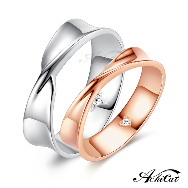 AchiCat 情侶戒指 925純銀戒指尾戒 幸福相約 單鑽對戒 單個價格 情人節禮物 AS7095
