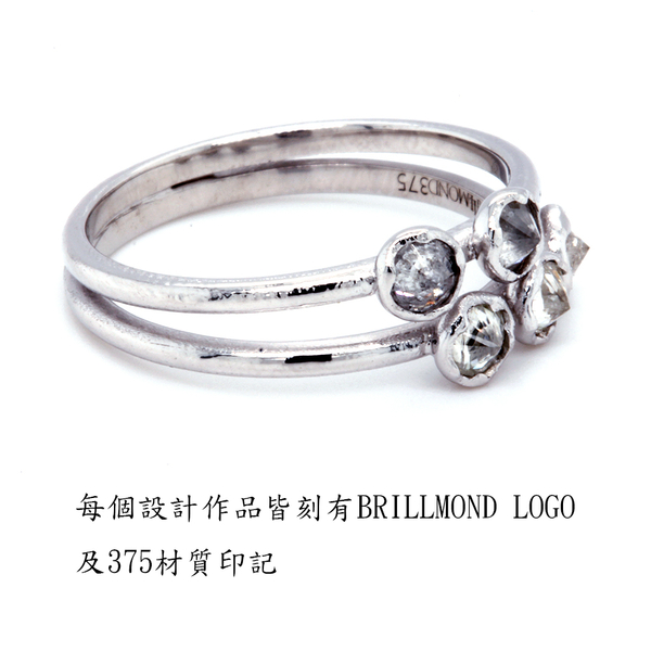 【BRILLMOND JEWELRY】鑽石排戒 50分 白K金 倒鑲手工鑽戒(9K白金台 天然鑽石總重50分) product thumbnail 5