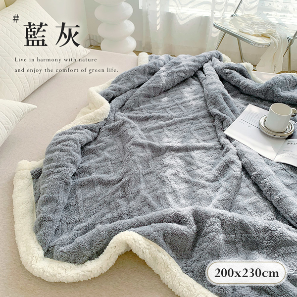 BELLE VIE 2入組 特大歐規 塔芙絨x羊羔絨 純色緹花毯 (200X230cm) 緹花毛毯 保暖毛毯 product thumbnail 3