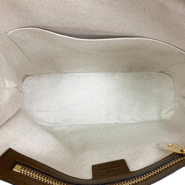 【二手名牌BRAND OFF】GUCCI 古馳 棕色 PVC塗層帆布 Horsebit 1955 Small Top 兩用包 621220 product thumbnail 5