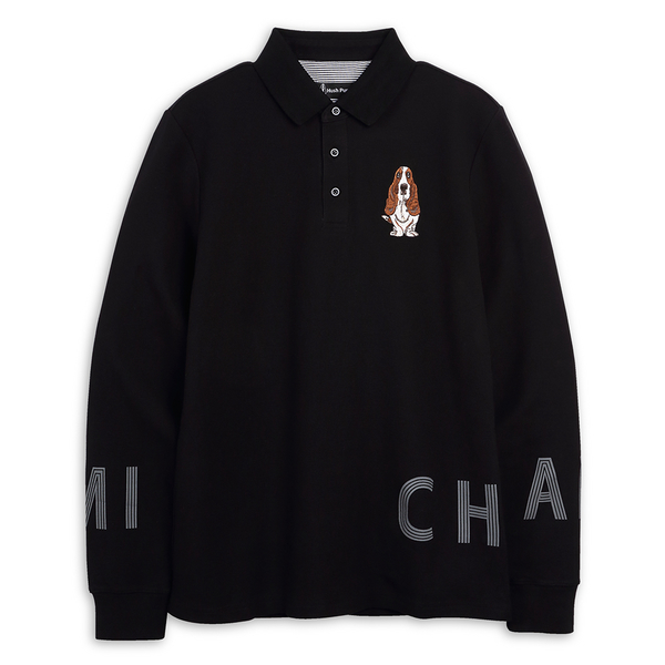 Hush Puppies POLO衫 男裝跨印線條字母刺繡狗長袖POLO衫 product thumbnail 2