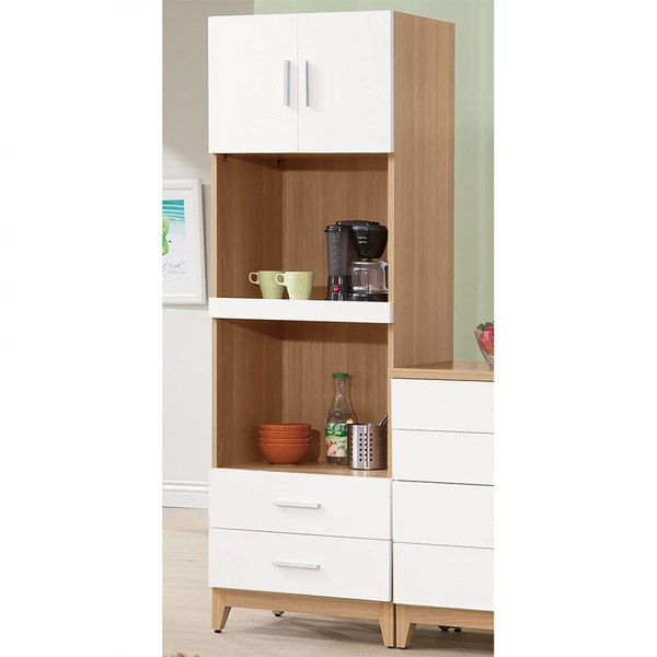 【森可家居】詩娜2x6尺收納餐櫃 12ZX632-3 電器櫃 高廚房櫃 白色雙色 木紋質感 日系無印北歐風 MIT