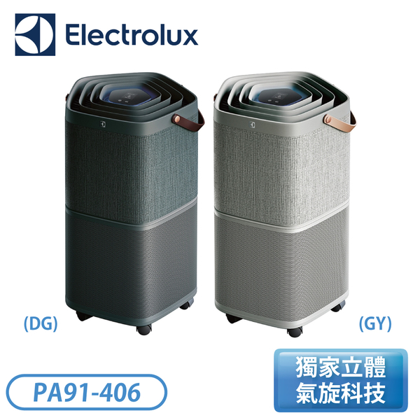 【輸碼再折，加贈情調燈】［Electrolux 伊萊克斯］9-14坪 空氣清淨機-黑/灰 PA91-406DG/GY 【單機】