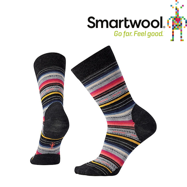 【SmartWool 美國 女款 瑪格麗特紋中長襪《炭黑條紋》】SW0SW717/排汗襪/保暖襪/抗臭襪