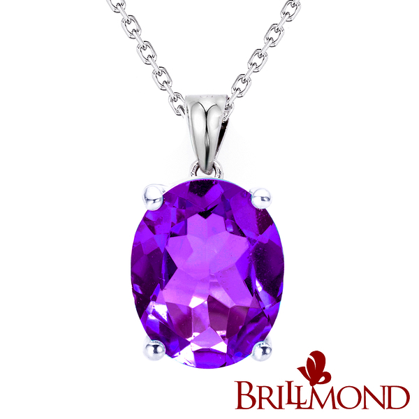 【BRILLMOND JEWELRY】天然紫水晶4克拉經典墜(主石4克拉 全925銀鍍白K金台)