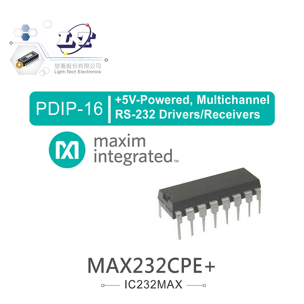 『堃喬』MAXIM MAX232CPE+ PDIP16 +5V-Powered， Multichannel RS-232 Drivers/Receivers『堃邑Oget』
