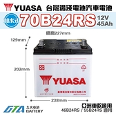 久大電池 YUASA 湯淺 70B24RS 加水式 汽車電瓶 TERCEL VIOS 09年9月前WISH 2.0