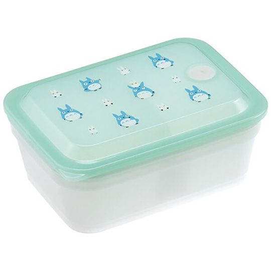 小禮堂 龍貓 日製 方形微波保鮮盒 抗菌保鮮盒 便當盒 450ml Ag+ (綠 藍龍貓) 4973307-525322