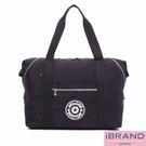 iBrand 輕盈素色防潑水尼龍側背旅行袋-黑色