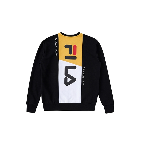 FILA 中性(參考男款尺寸) 剪接 圓領 長袖T恤 黑色 1TEX-1412-BK【KAORACER】 product thumbnail 2