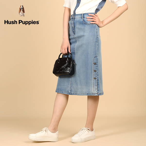 Hush Puppies 長裙 女裝側開岔3扣飾牛仔中長裙 product thumbnail 5