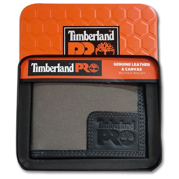 【Timberland】男皮夾 短夾 簡式悠遊卡夾 帆布PRO款 牛皮夾 品牌盒裝／灰色 product thumbnail 2