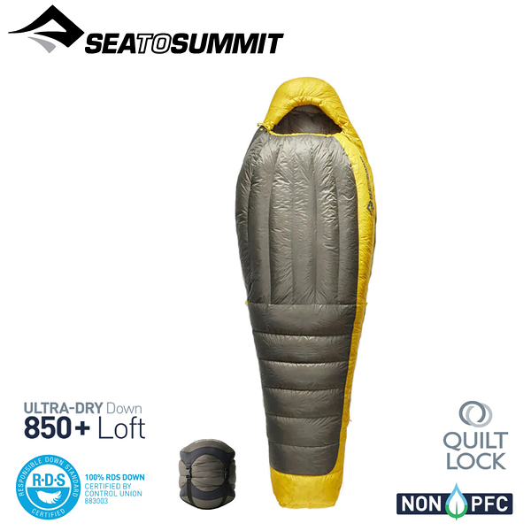 【Sea To Summit 澳洲 Spark -1 極輕暖鵝絨睡袋R《灰金》】SL041072/保暖睡袋/舒適睡袋/露營/登山