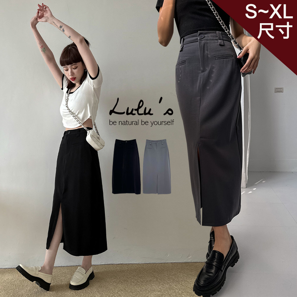 LULUS/前開叉西裝長裙S-XL２色【A05230100】