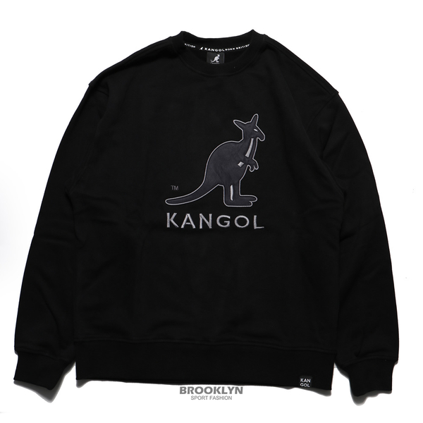 KANGOL 大學T 黑色 大LOGO 袋鼠 長袖 上衣 男女 (布魯克林) 6155100520 product thumbnail 2