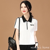 短袖女百搭撞色polo領短袖t恤女年夏季新款韓版短款上衣體恤KN2404