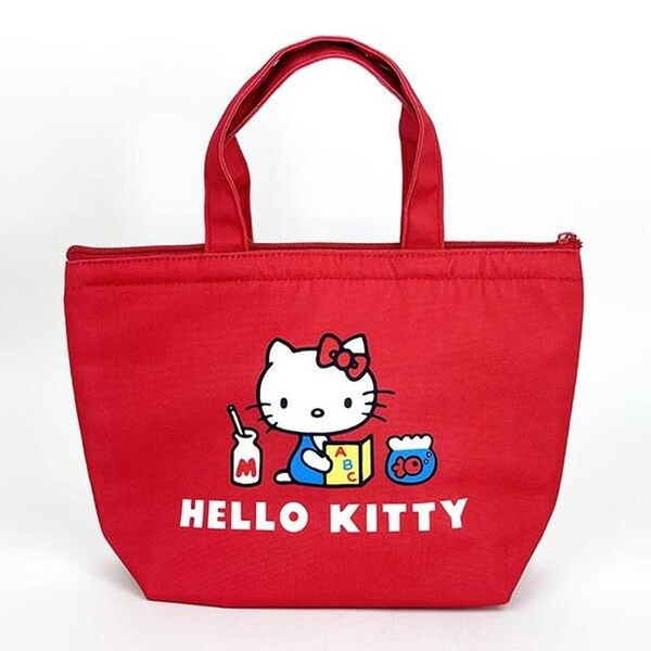 小禮堂 Hello Kitty 尼龍手提保冷便當袋 (復古系列)