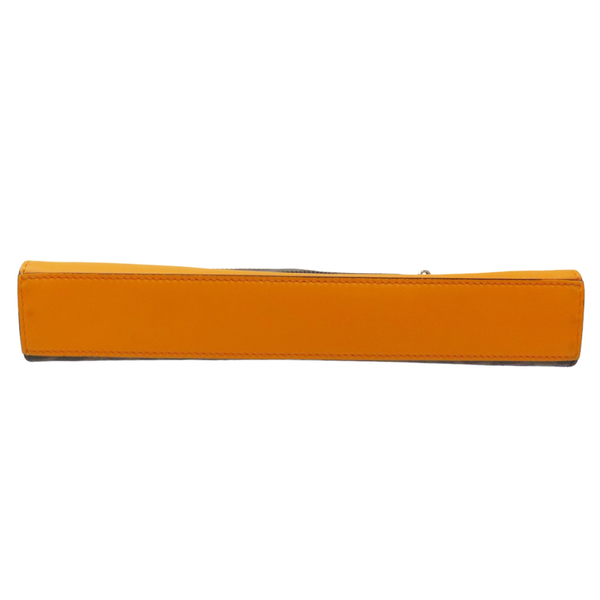 【二手名牌BRAND OFF】FENDI 芬迪 棕色 橘色 FF PVC塗層帆布拚牛皮 Diagonal 手拿包 7VA491 product thumbnail 4