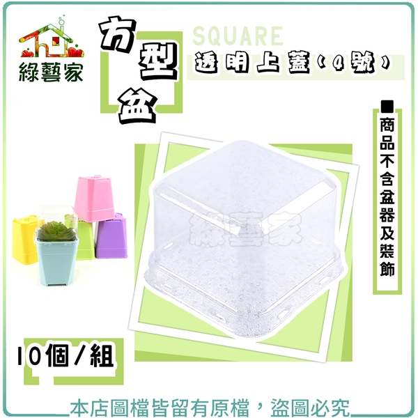 【綠藝家】方型盆透明上蓋 - 4號 10個/組