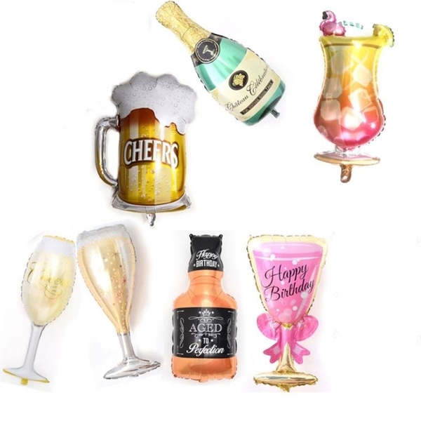 香檳 酒瓶 酒杯 啤酒 威士忌 雞尾酒 鋁膜氣球 生日氣球 求婚 生日 公司慶祝 派對小物
