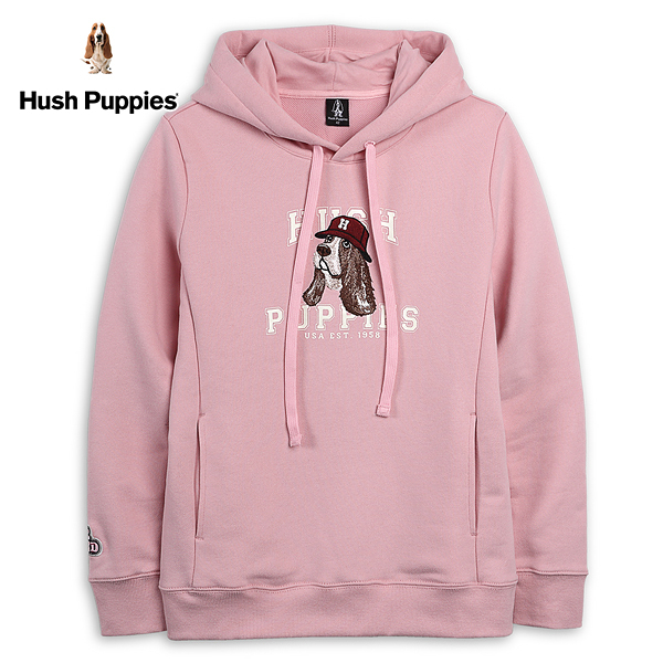 Hush Puppies 帽T 女裝精緻刺繡漁夫帽狗寬版帽T