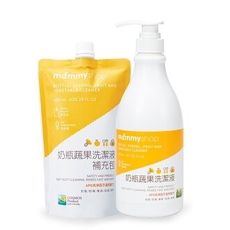 媽咪小站 mammyshop 奶瓶蔬果洗潔液800ml+補充包600ml【六甲媽咪】